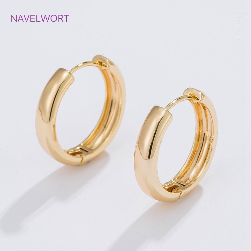 Gold Plated Ring - Brincos de argola circulares banhados a