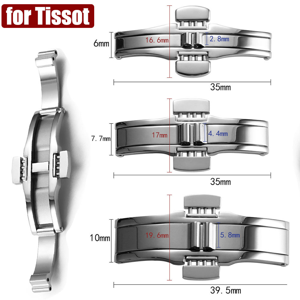 Watch Strap Replacement - Fecho Borboleta de Aço Inoxidável Prateado